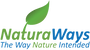 Logo of NaturaWays with a green leaf on a white background