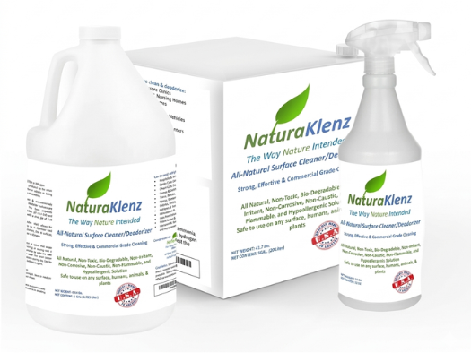 NaturaKlenz medical-grade HOCl natural disinfectant air and surface sanitizer product bottle