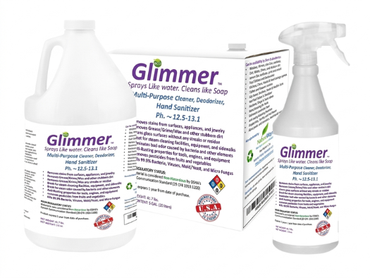Glimmer all-natural disinfectant spray bottle with hand sanitizer for household cleaning