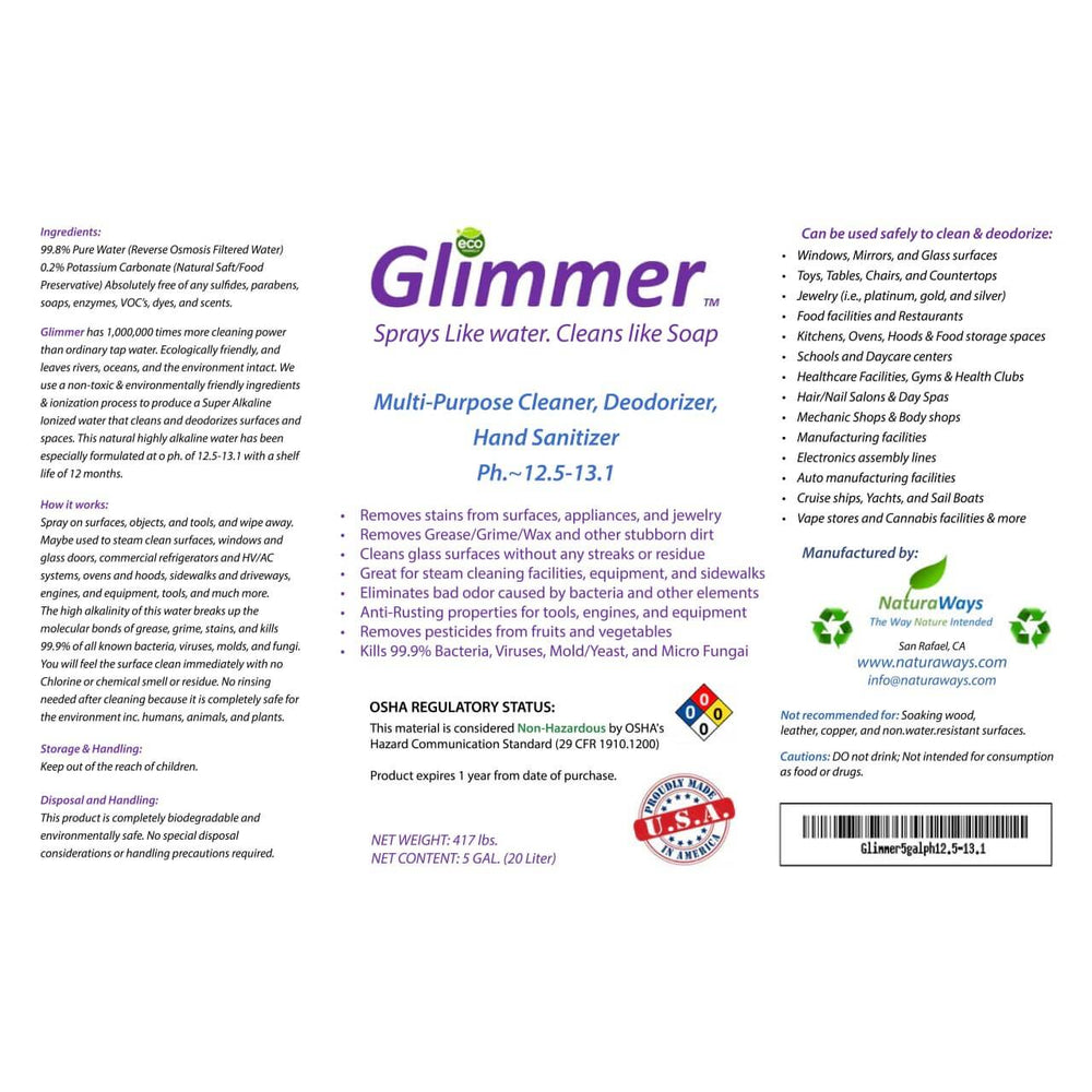 Glimmer all-natural disinfectant spray bottle with hand sanitizer for effective cleaning and disinfecting